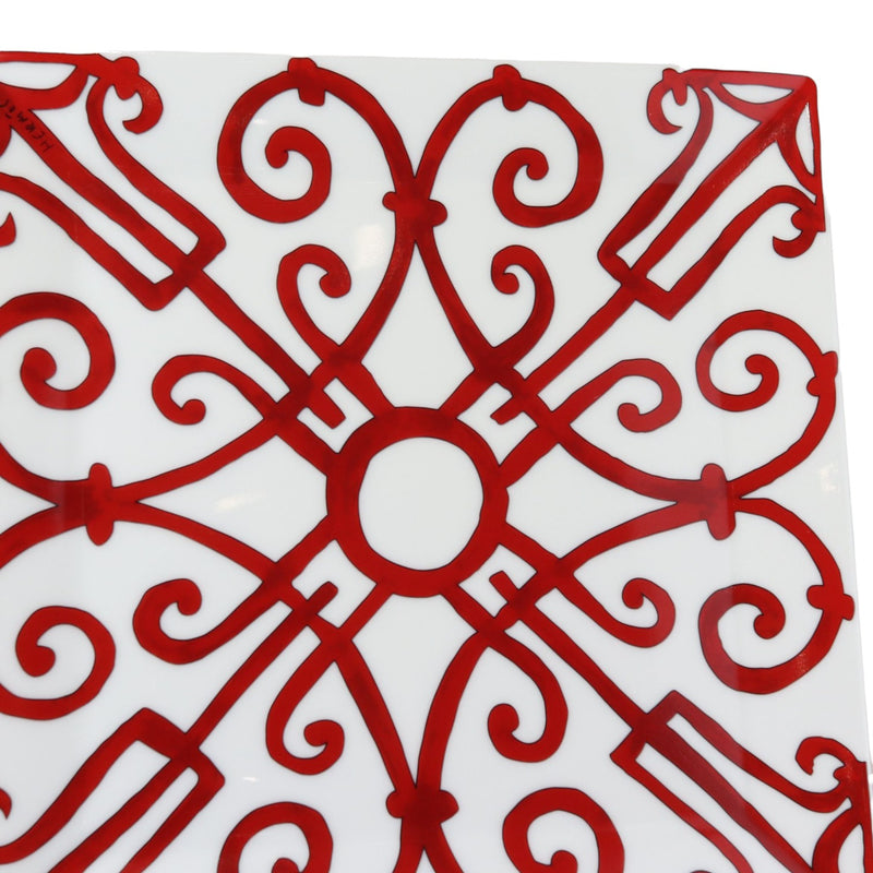 Balcon Du Guadalquivir Square Plate Porcelain Red White