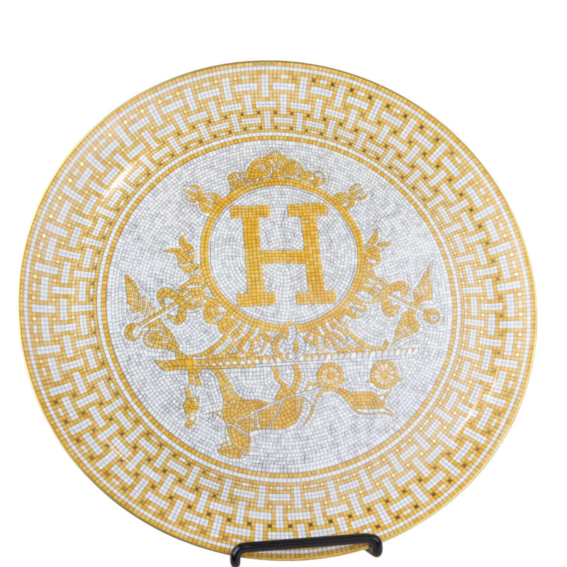 Mosaique au 24 Tart Plate Porcelain Gold White