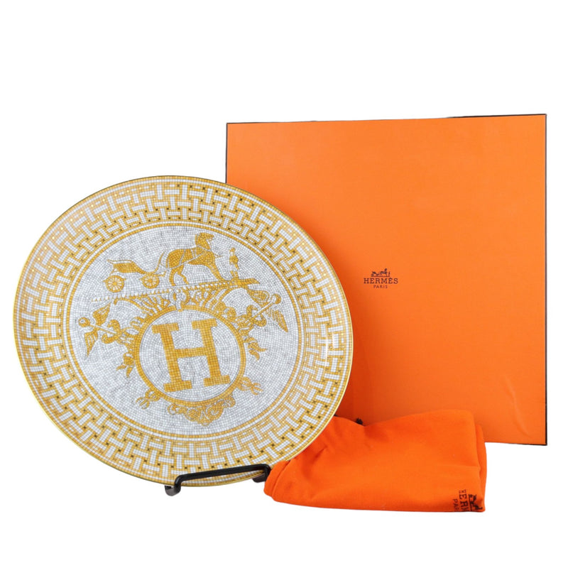 Mosaique au 24 Tart Plate Porcelain Gold White