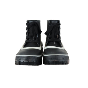 Lace Up Ankle Boots Rubber Lug Sole Black White Size 38
