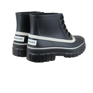 Lace Up Ankle Boots Rubber Lug Sole Black White Size 38