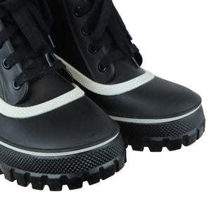 Lace Up Ankle Boots Rubber Lug Sole Black White Size 38