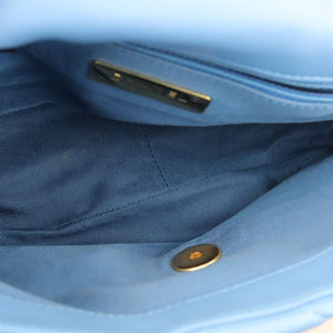 19 Flap Lambskin Quilted Medium Blue MHW