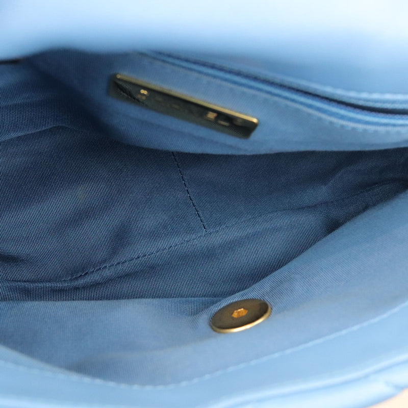 19 Flap Lambskin Quilted Medium Blue MHW