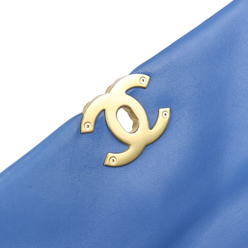 19 Flap Lambskin Quilted Medium Blue MHW