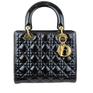 Lady Dior Medium Patent Black GHW
