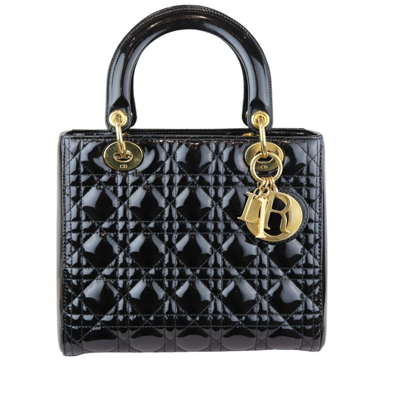 Lady Dior Medium Patent Black GHW