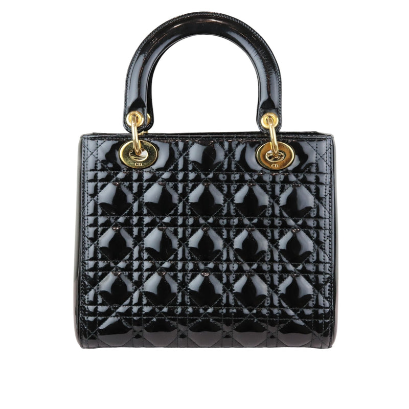 Lady Dior Medium Patent Black GHW