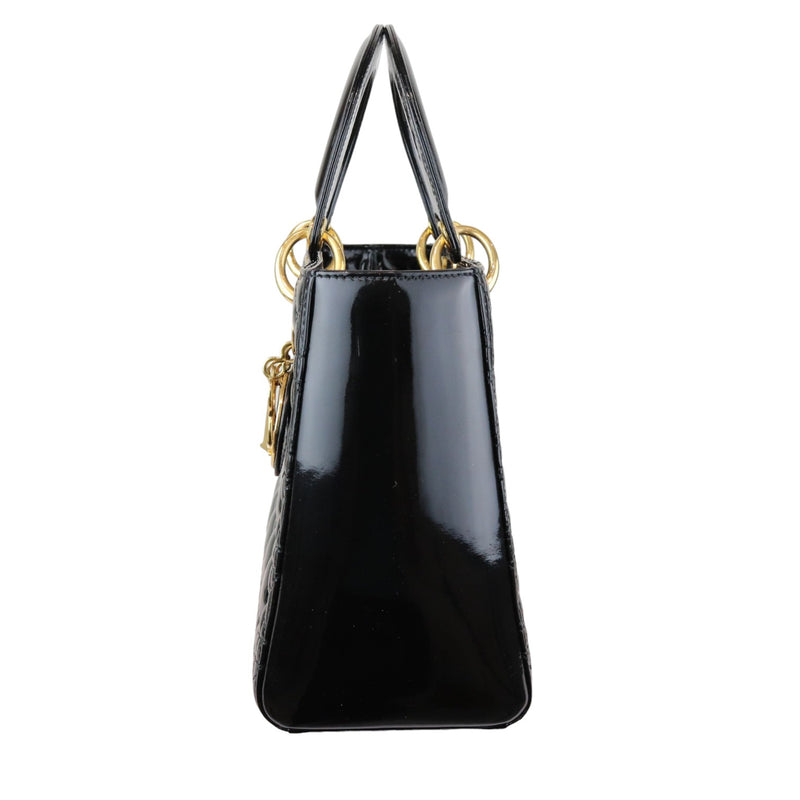 Lady Dior Medium Patent Black GHW
