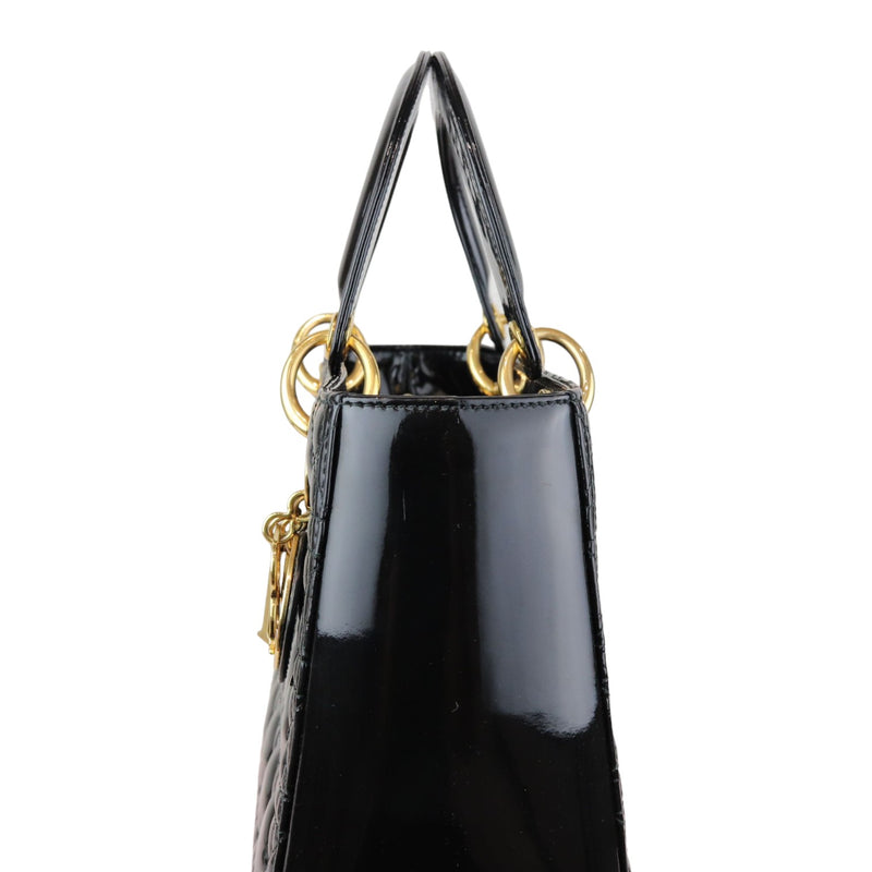 Lady Dior Medium Patent Black GHW