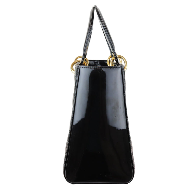 Lady Dior Medium Patent Black GHW