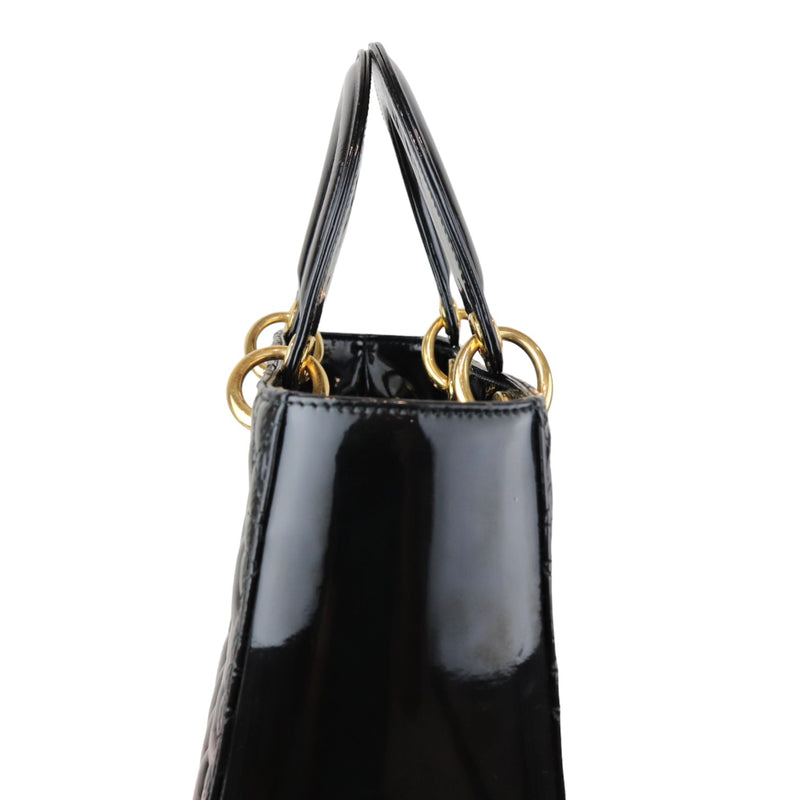 Lady Dior Medium Patent Black GHW