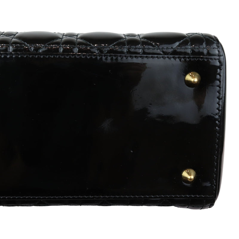 Lady Dior Medium Patent Black GHW
