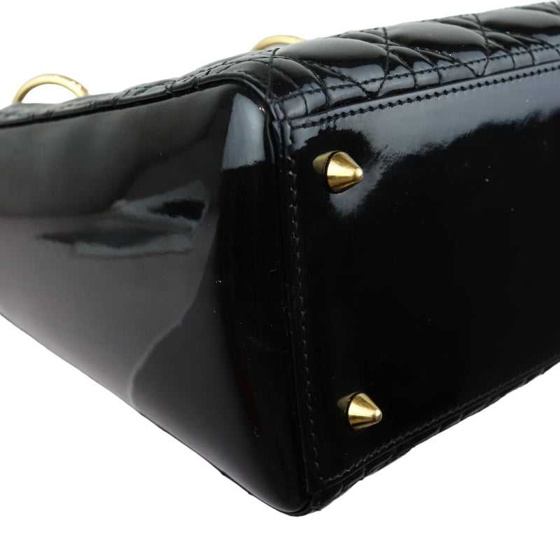 Lady Dior Medium Patent Black GHW