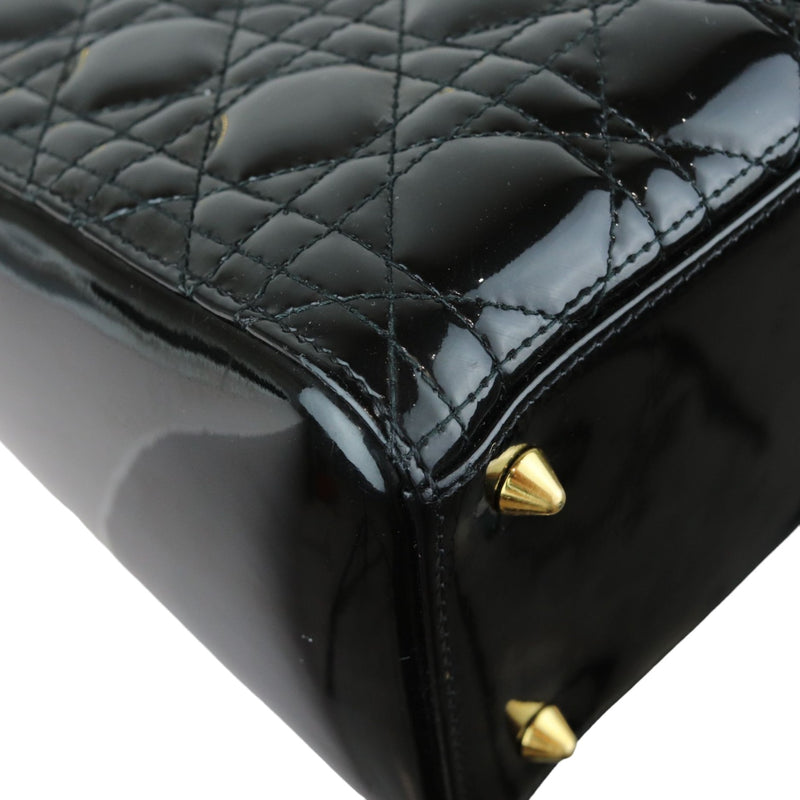 Lady Dior Medium Patent Black GHW