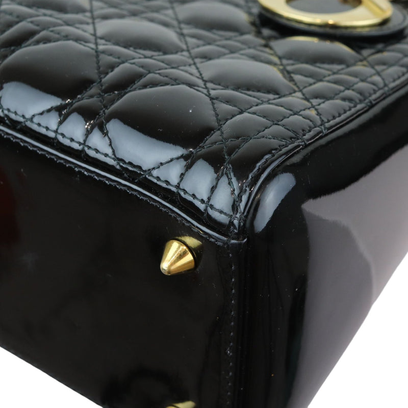 Lady Dior Medium Patent Black GHW