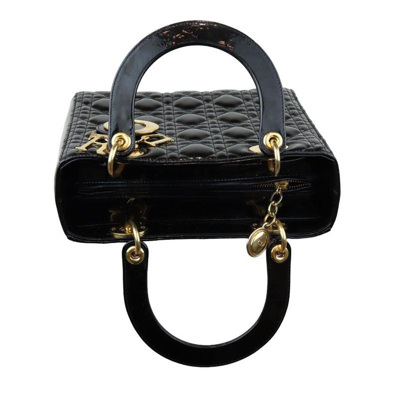 Lady Dior Medium Patent Black GHW