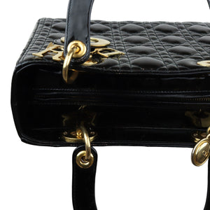 Lady Dior Medium Patent Black GHW