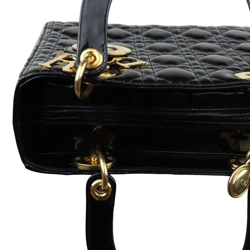 Lady Dior Medium Patent Black GHW