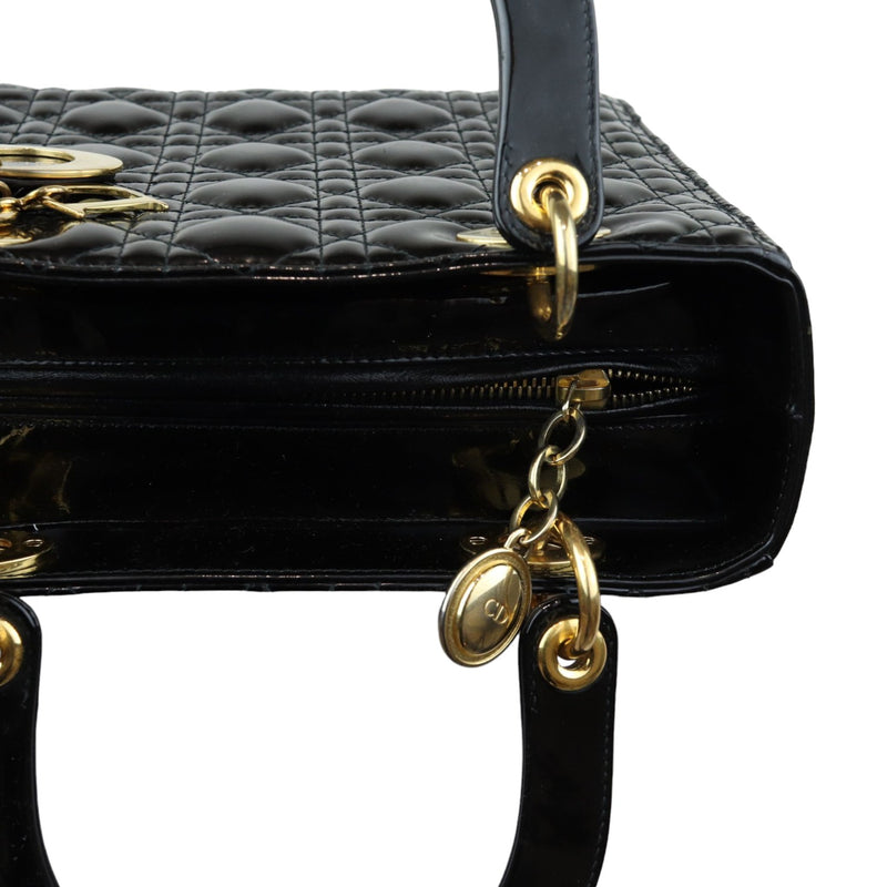 Lady Dior Medium Patent Black GHW