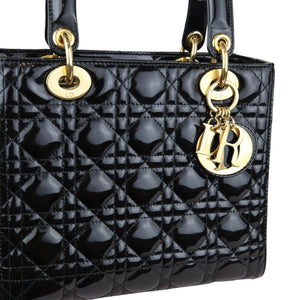 Lady Dior Medium Patent Black GHW