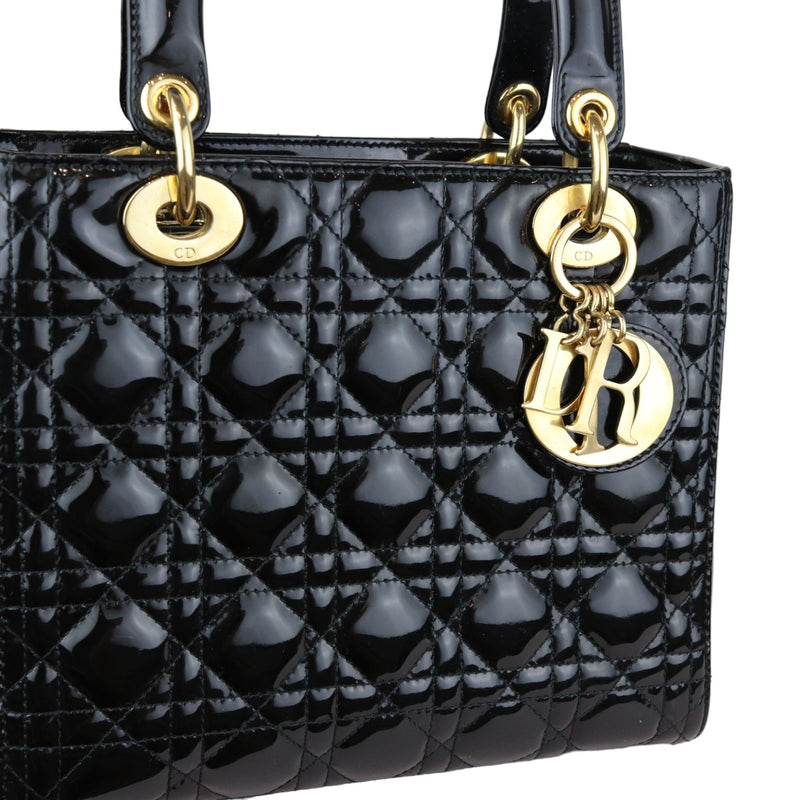 Lady Dior Medium Patent Black GHW