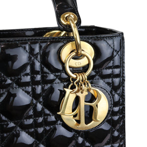 Lady Dior Medium Patent Black GHW