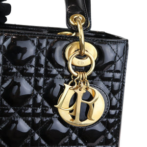 Lady Dior Medium Patent Black GHW