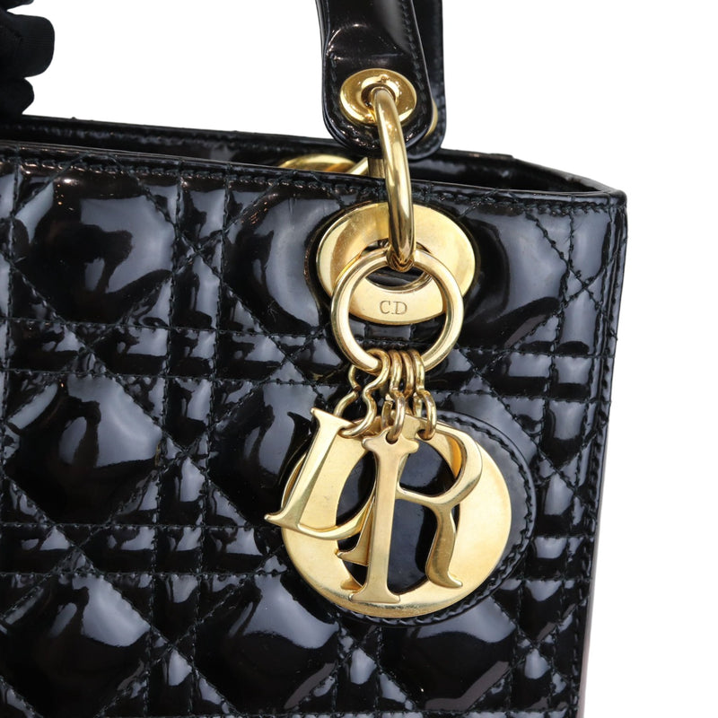 Lady Dior Medium Patent Black GHW