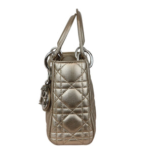 Lady Dior Mini Metallic Lambskin Cannage Gold SHW