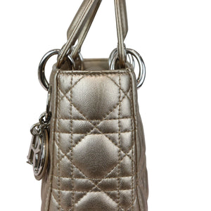 Lady Dior Mini Metallic Lambskin Cannage Gold SHW
