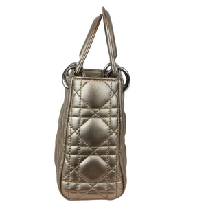 Lady Dior Mini Metallic Lambskin Cannage Gold SHW