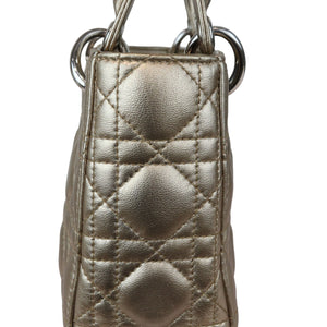 Lady Dior Mini Metallic Lambskin Cannage Gold SHW
