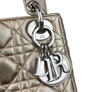Lady Dior Mini Metallic Lambskin Cannage Gold SHW