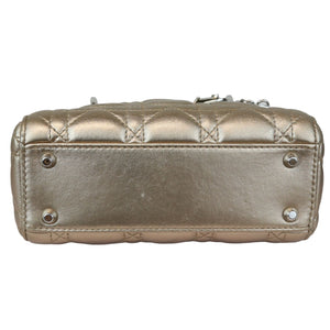 Lady Dior Mini Metallic Lambskin Cannage Gold SHW
