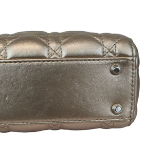 Lady Dior Mini Metallic Lambskin Cannage Gold SHW