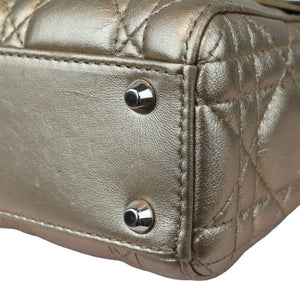 Lady Dior Mini Metallic Lambskin Cannage Gold SHW