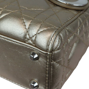 Lady Dior Mini Metallic Lambskin Cannage Gold SHW