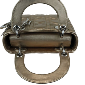 Lady Dior Mini Metallic Lambskin Cannage Gold SHW