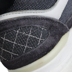 CC Logo Lace Up Sneakers Suede Leather Black White Size 38