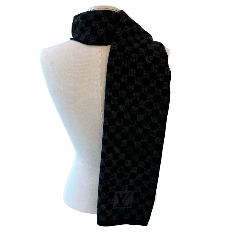 Graphite Scarf Wool Damier Black