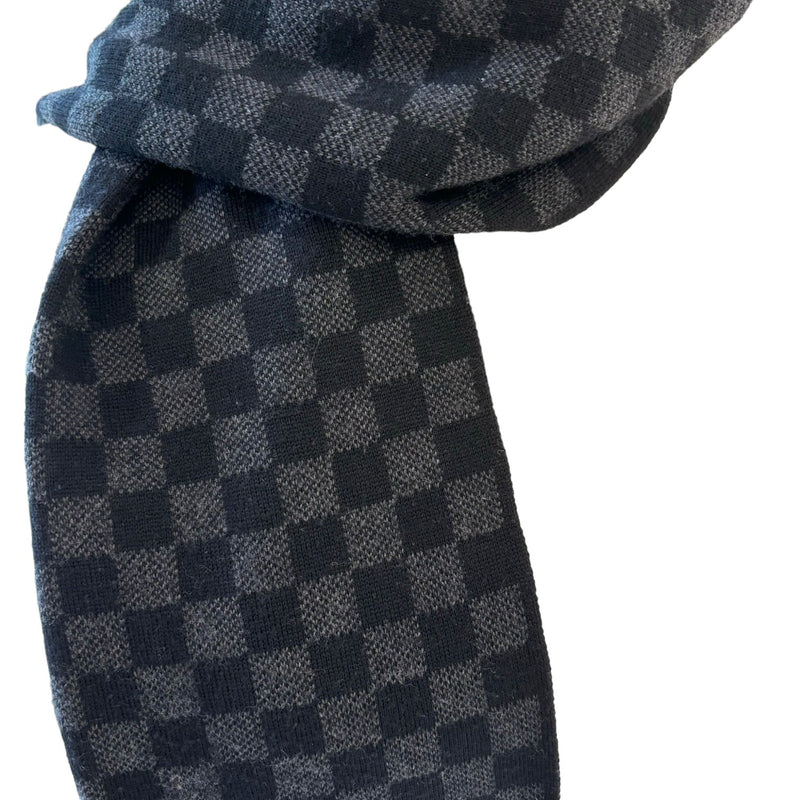 Graphite Scarf Wool Damier Black