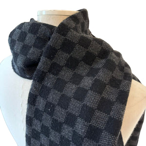 Graphite Scarf Wool Damier Black