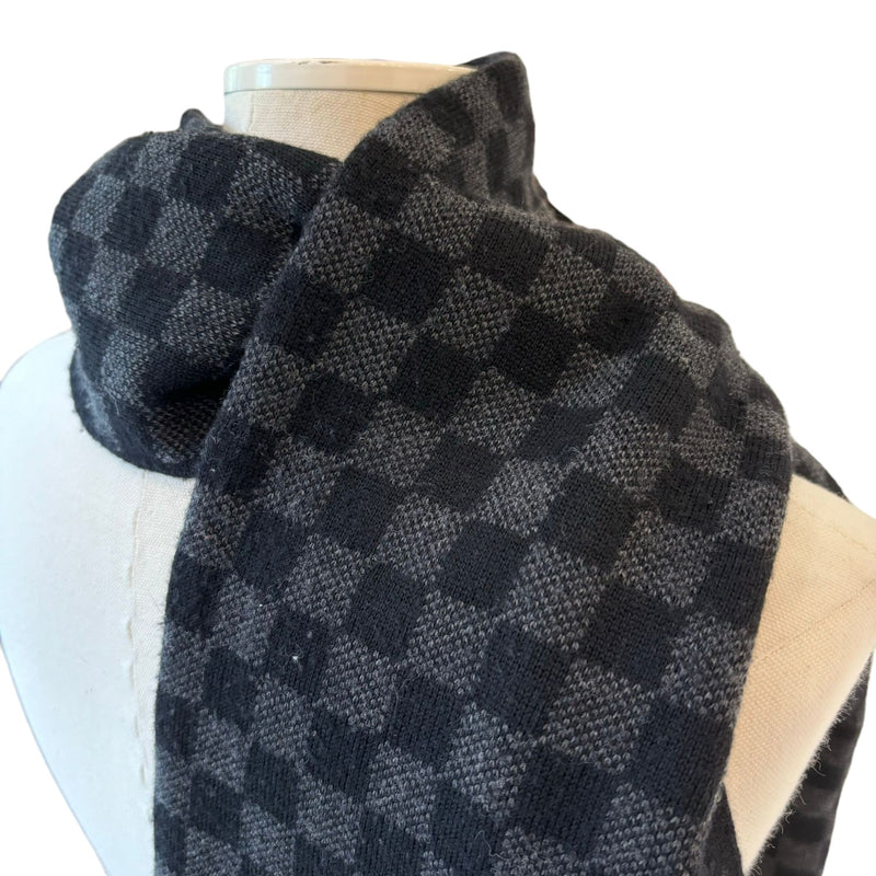 Graphite Scarf Wool Damier Black