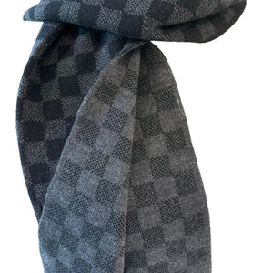 Graphite Scarf Wool Damier Black