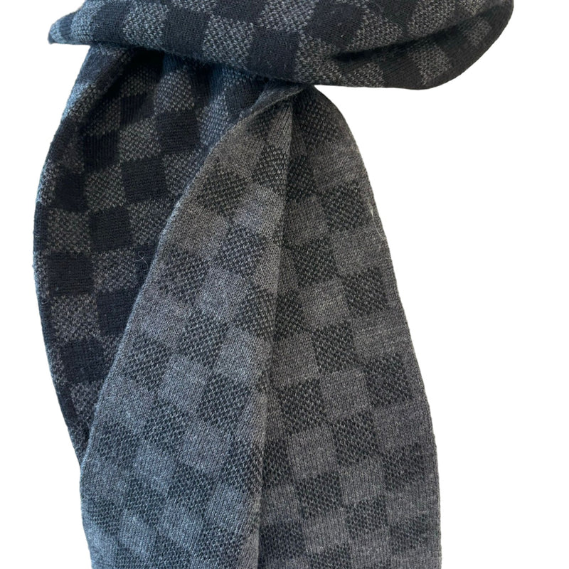 Graphite Scarf Wool Damier Black