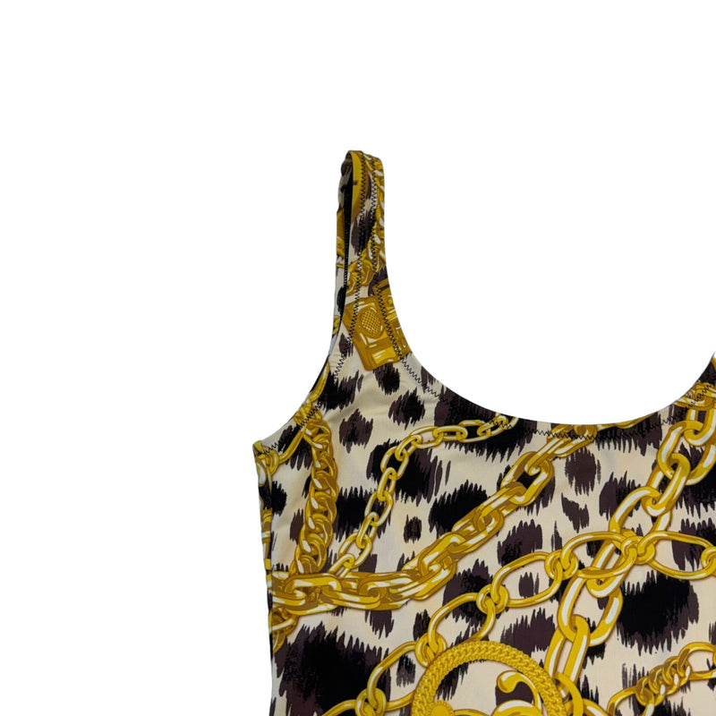 One Piece Swimsuit Gold Chain Baroque Printed Size 36
