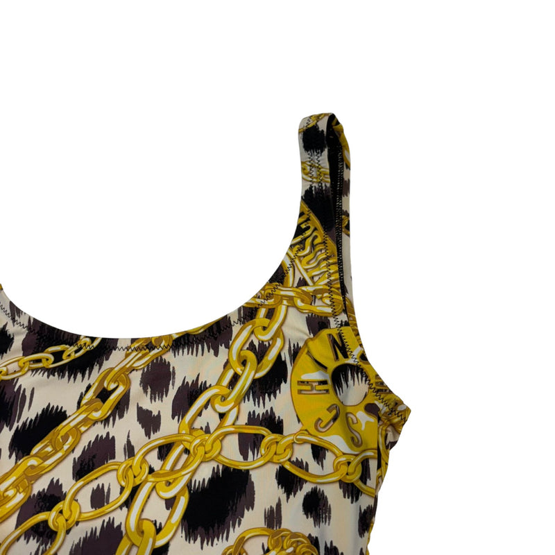 One Piece Swimsuit Gold Chain Baroque Printed Size 36