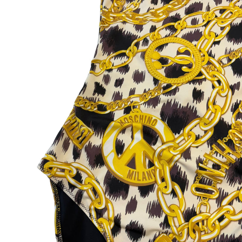 One Piece Swimsuit Gold Chain Baroque Printed Size 36