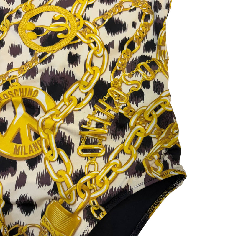 One Piece Swimsuit Gold Chain Baroque Printed Size 36